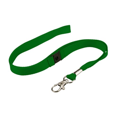 Twill Lanyard 15mm GREEN Swivel Clip with Breakaway_2